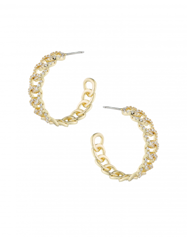 Cubic Zirconia Gold Plated Chain Hoop Earrings du meilleur 