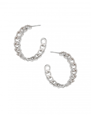 Cubic Zirconia Rhodium Chain Hoop Earrings l'évolution des habitudes 