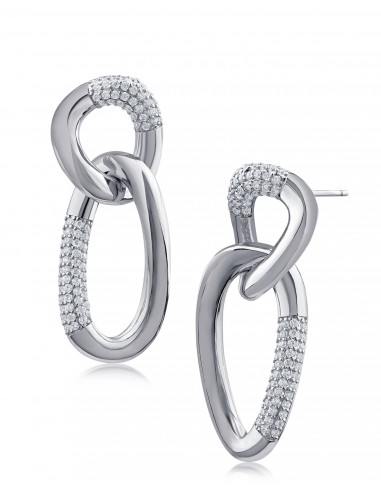 Cubic Zirconia & Rhodium Oval Link Drop Earrings les ctes