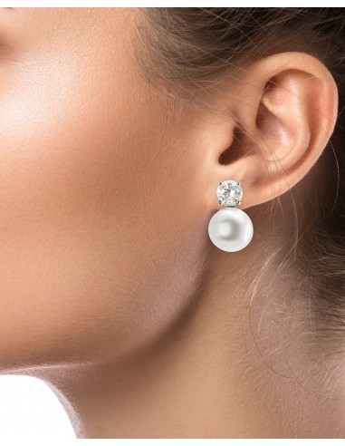 Glass Pearl & Cubic Zirconia Drop Post Earrings Livraison rapide