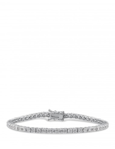 Cubic Zirconia & Rhodium Plated Tennis Bracelet pas cher