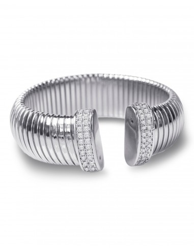 Cubic Zirconia & Rhodium Plated Round Pave Cuff Bracelet Comparez plus de prix