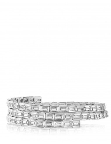 Baguette Cubic Zirconia Triple Coil Wrap Bracelet Profitez des Offres !