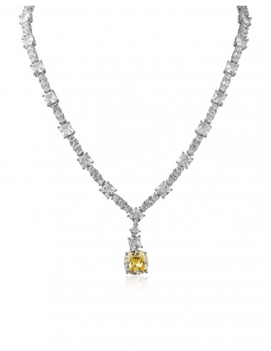 Canary Cushion Drop Cubic Zirconia Necklace prix