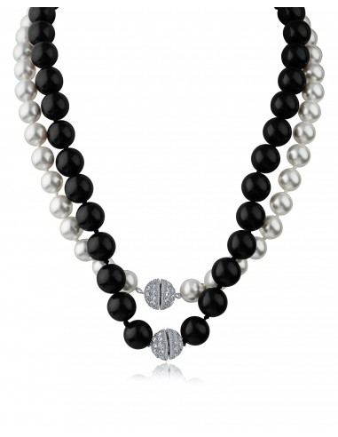 Pearl & Black Onyx Double Pave Cubic Zirconia Necklace Le MVP de beaucoup