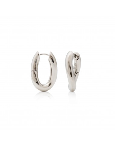 Polished Silver Oval Post Hoop Earring Toutes les collections ici