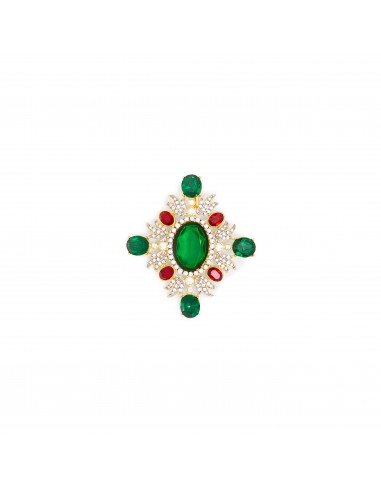 Emerald & Ruby Stone Cluster Pin Paris Déstockage Promo