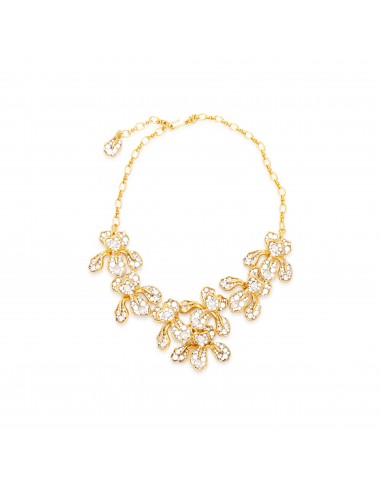 Gold & Crystal Iris Flower Bib Necklace de votre