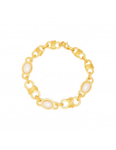 Satin Gold Chain Link Necklace with Pearl Stations 50% de réduction en Octobre 2024