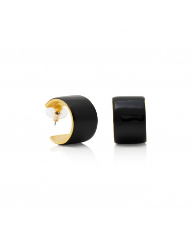 Black Enamel Hoop Pierced Earring pas cheres