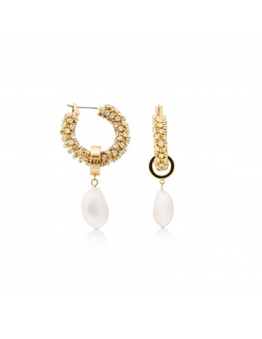 Rhinestone and Pearl Drop Pierced Earring Venez acheter