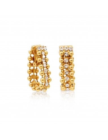 Gold Bead & Crystal Teardrop Clip Earring français