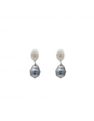 Rhodium Grey Baroque Pearl Drop Post Earring Dans la société mordern