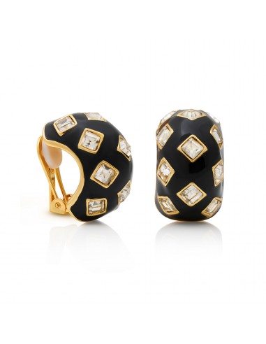 Gold & Black Huggie Hoop Clip-On Earring vente chaude votre 