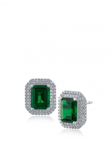 Emerald Double Halo Stud Earrings Dans la société mordern