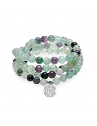 Bracelet Mala "Génie" de 108 perles en Fluorite Arc-en-Ciel Fin de série