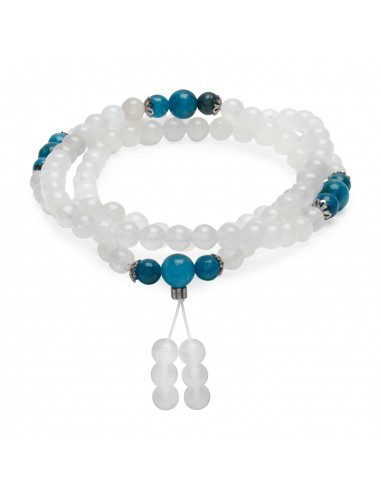 Bracelet Mala "Guan Yin" en Pierre de Lune et Apatite Bleue Vous souhaitez 