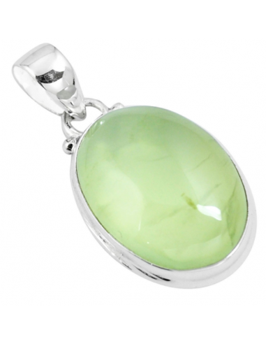 Collier et pendentif ovale "Volonté et Manifestation" en Prehnite et Argent 925 plus qu'un jeu 