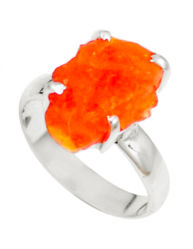 Bague en Opale Orange Mexicaine "Vie Colorée" et Argent 925 pas cher chine