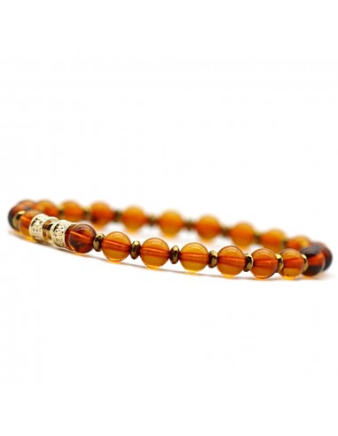 Bracelet ambre dorée - 6mm pas cher