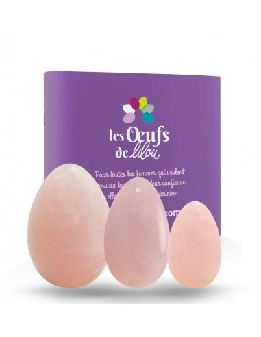 Kit complet PACK 3 Œufs de yoni en QUARTZ ROSE - GRANDE, MOYENNE et PETITE taille Voir les baskets