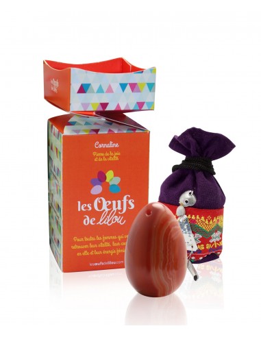 Kit complet Oeuf de Yoni Cornaline MOYEN NON PERCÉ, pierre de la femme et de la joie, Les Oeufs de Lilou acheter en ligne