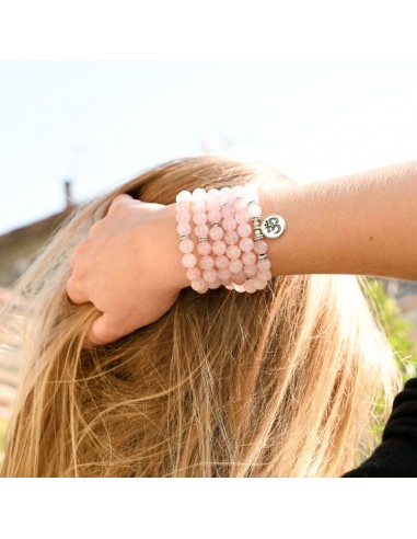 Bracelet Mala Quartz Rose "Om" sur le site 