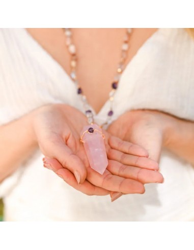 Collier Mala Quartz Rose les ctes