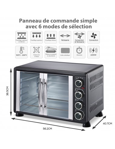 Four électrique inox deux portes grande capacité 55L - Livraison offerte plus qu'un jeu 