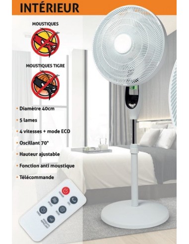 Ventilateur anti-moustique sur pied avec flacon de répulsif offert - Livraison offerte Toutes les collections ici