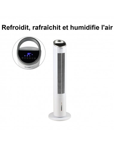 Ventilateur colonne blanc silencieux 60W avec télécommande et affichage digital - Livraison offerte Faites des économies